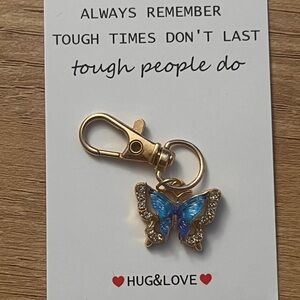 Gold and Blue Butterfly Keychain